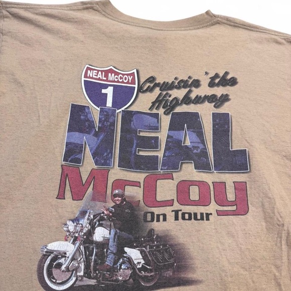 VTG 90s single stitch Neil McCoy cruisin the highway tour tee tan XL made in USA - Picture 7 of 7